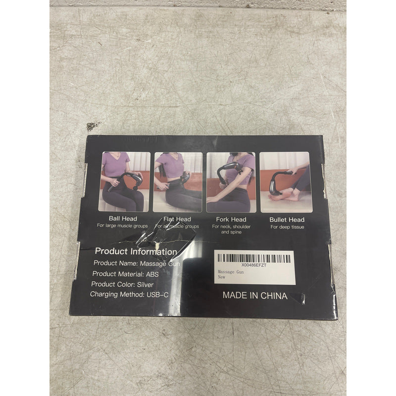 IASUI Massage Gun Extended Handle Back Massager 4 Heads, 3 Modes & 6 Speeds