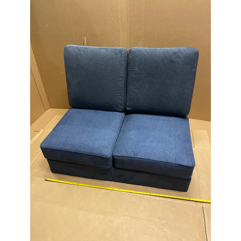 47x37x31" Floor Couch, Love Seat, Living Room Furniture w Cushions, No feet Blue