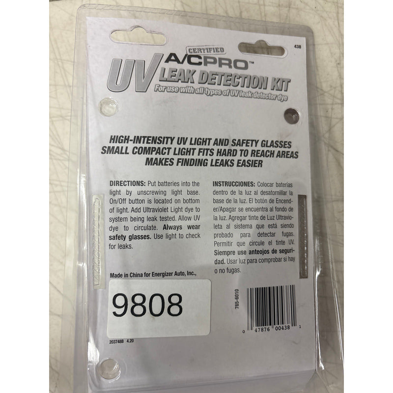 Certified A/C Pro UV Leak Detection Kit UV Light with Safety Glasses Auto Tools