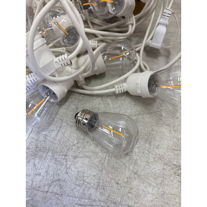 16 LED Bulbs White String Lights, 48ft White Outdoor Lights with 1W Shatterproof