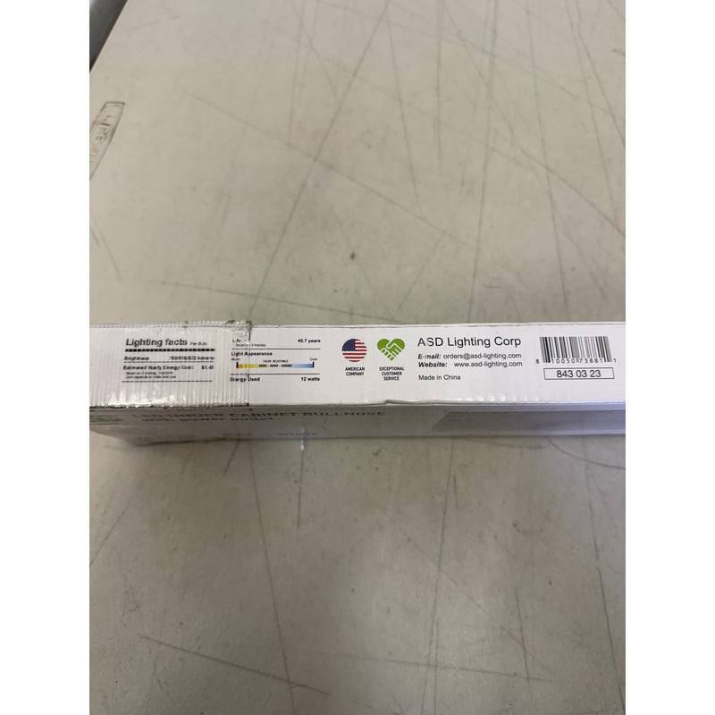 ASD LED Under Cabinet Bullnose Lighting with 1 Power Outlet, 24in 12W - White