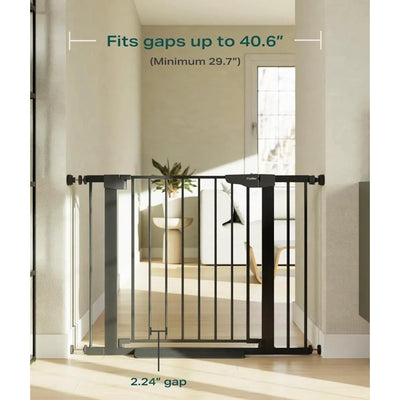 Cumbor 29.7-40.6" Baby Gate, Pressure Mounted, Auto-Close, 30"H,  Black