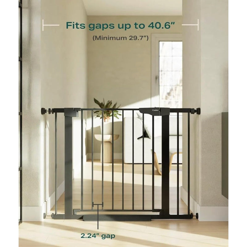 Cumbor 29.7-40.6" Baby Gate, Pressure Mounted, Auto-Close, 30"H,  Black