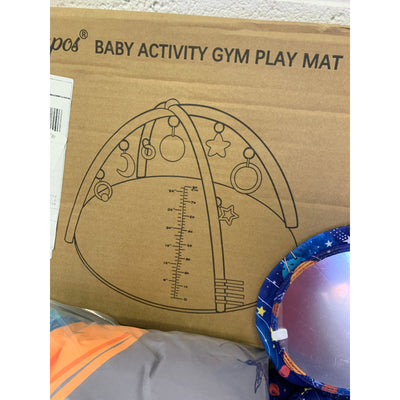 SYNPOS Baby Play Gym, Baby Play Mat w 10 Toys, Baby Gym and Playmats for Baby