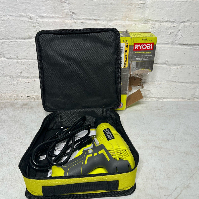 RYOBI Variable Speed Compact Drill/Driver w Bag, Corded Electric 5.5 Amp 3/8 in.