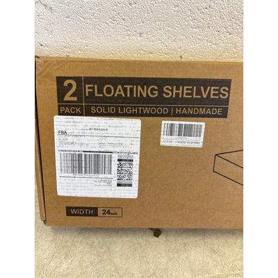 Set-of-2 Floating Shelves for Wall 24-Inch Light Wood Shelves, Modern, BROWN