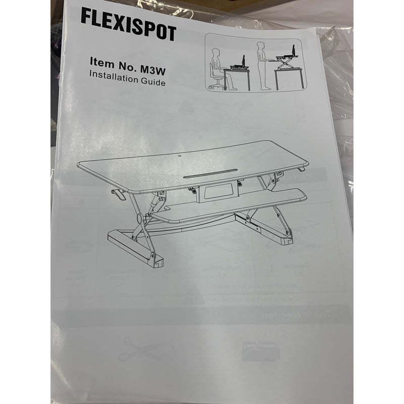 FlexiSpot Standing Desk 47" Computer Riser Keyboard Tray Workstation WHITE M3W