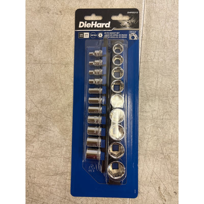 DieHard 1/4" & 3/8" Drive AntiSlip Socket Set Metric 20 Piece Hand Tool DHP55313
