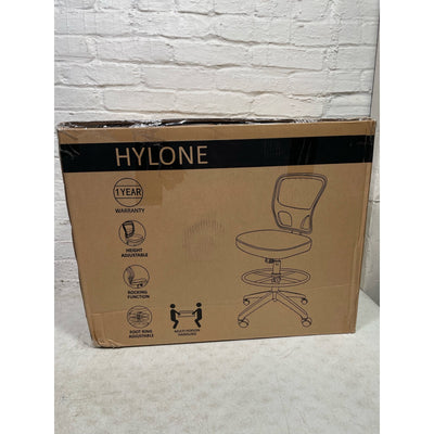 Silla de dibujo Hylone, altura ajustable, escritorio de pie, sin brazos, rosa y blanco