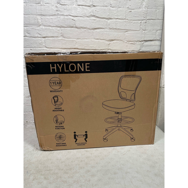 Silla de dibujo Hylone, altura ajustable, escritorio de pie, sin brazos, rosa y blanco