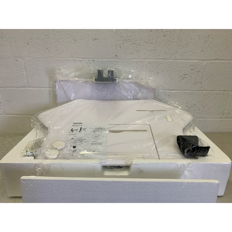 Loctek 36" P-Series Sit-Stand Corner Riser With Drop-Down Keyboard Tray, White
