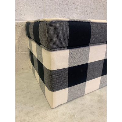 Classic Square Storage Ottoman with Lift Off Lid Checkered Cream, Black, & Gray 17.5"x17.5"x16.5"H