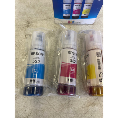 Epson - EcoTank 522 3-Pack Ink Bottles - Cyan/Magenta/Yellow - SEALED
