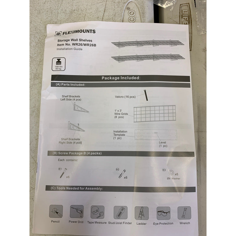 FLEXIMOUNTS 2-Pack 2x6ft Garage Shelving Wall Shelf 24" x 72" Black WR26B