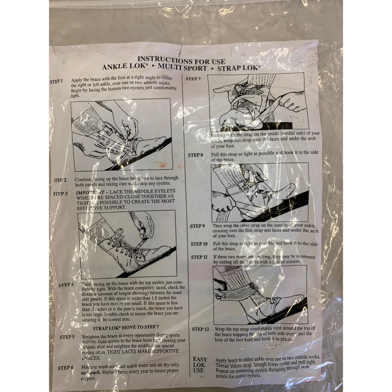 Swede-O Ankle Lok Support with Knit Tongue, Large Ankle Brace White Sprain