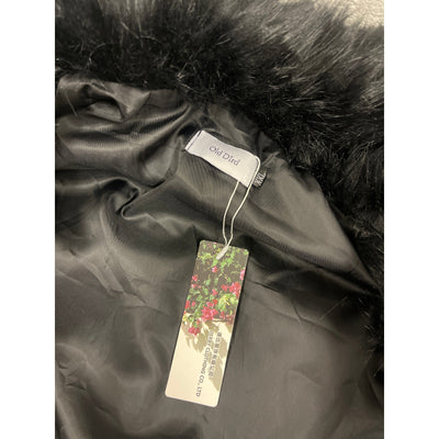 XXL Old Dird Mens Long Sleeve Fluffy Faux Fur Coat Long Soft Outter Jacket Black