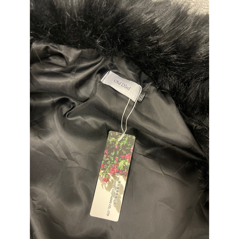 XXL Old Dird Mens Long Sleeve Fluffy Faux Fur Coat Long Soft Outter Jacket Black