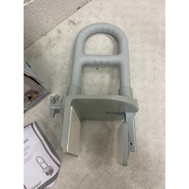 Medline Bathtub Grab Bar Microban – Bathroom Wall Support Handle, Non-Slip GRAY