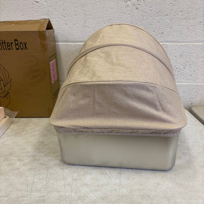 Pacifik Angels Stainless Steel Cat Litter Box w Anti Splash Fabric & Scoop - Tan