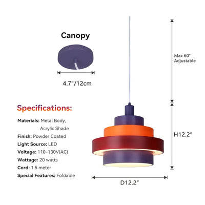 Lampe House Tubular Pyramid Pendant Light Fixtures 5-Ring - LED Hanging Lights