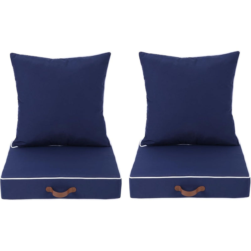 Enipate Outdoor Deep Seat Cushion Set of 2,   24"L x 24"W, Blue Polyester Fabric