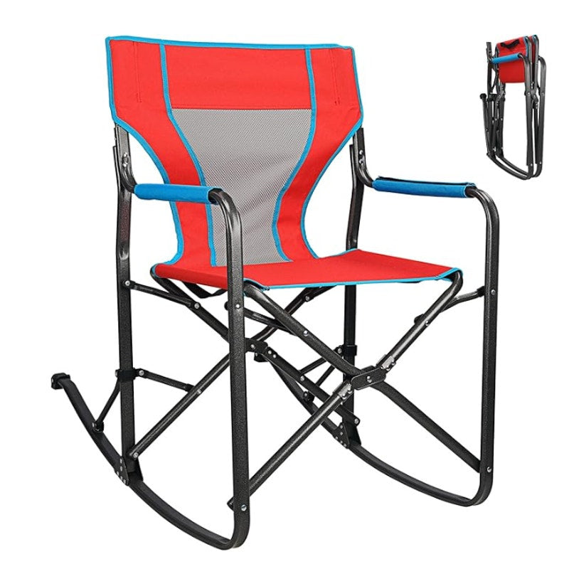 Northroad Outdoor Freestyle Portable Folding Rocking Chair, Arm Rests, Red&Blue