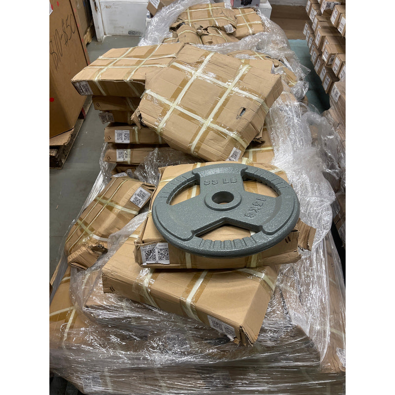 SET-OF-2 NEW 33-Pound 15 KG Metal Weight Plates, Standard Size, Gray, MANY AVAILABLE