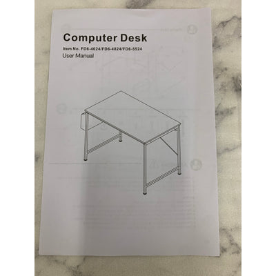 Flexispot 55" x 24" Computer Desk Home Office Desk w Storage Bag, Brown & Black