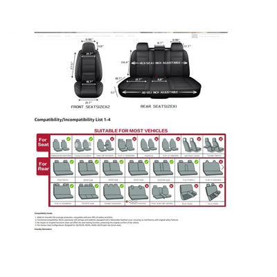 Chezope Full Set Leather Seat Covers Universal Fit for Most Vehicles - Black/Red