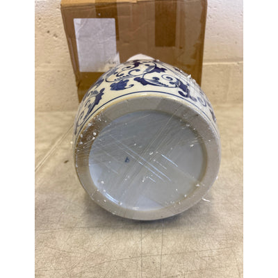 XINGYAN Exquisite Handmade Round Blue/White Porcelain Jar w Lid, Kitchen Storage