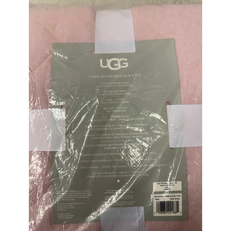 UGG Millie Plush Reversible Quilt Set, 1 Quilt & 1 Sham, Twin - Pink Shell