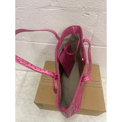 Pink Leather Tote Bag Leather Handbags for Women Top Handle with Purse - Pink