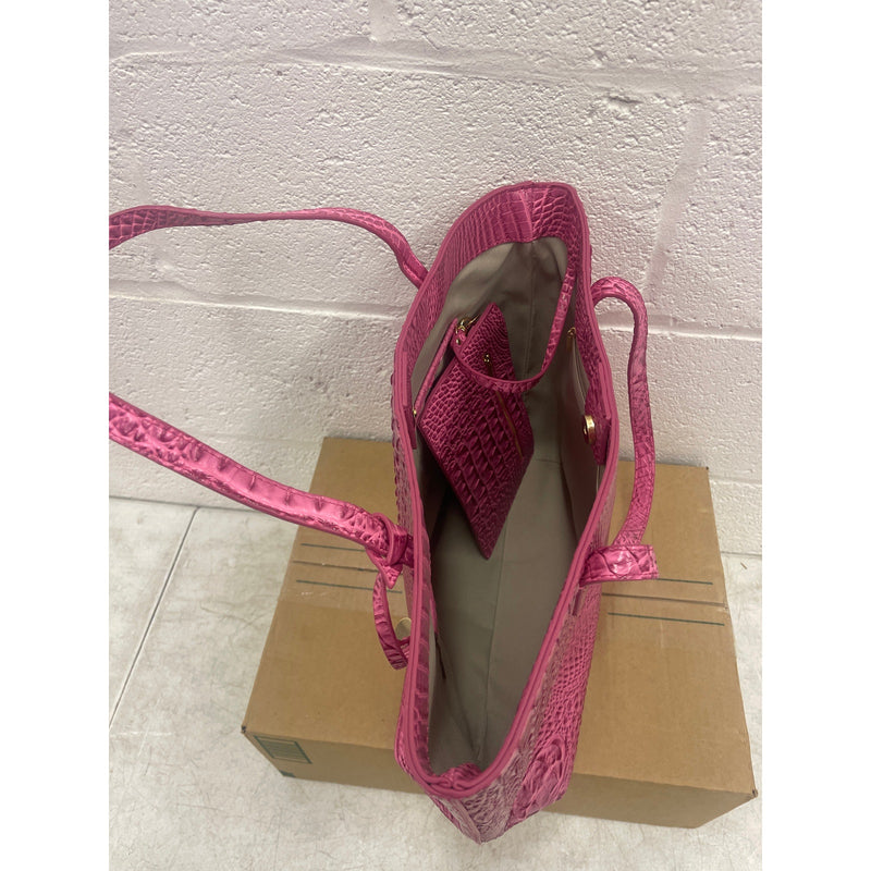 Pink Leather Tote Bag Leather Handbags for Women Top Handle with Purse - Pink