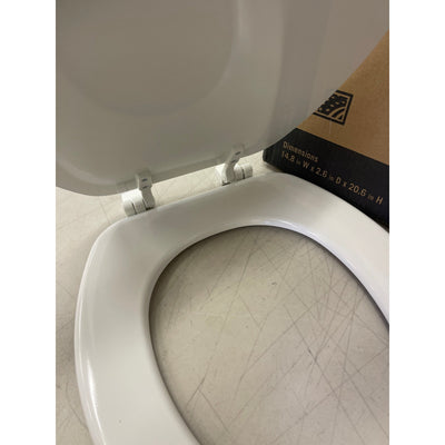 SET-OF-2 Elongated Enameled Wood Closed Front Toilet Seat in White