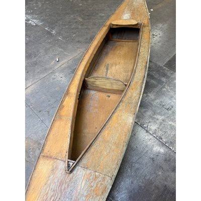 16 Foot Wooden Canoe - 2 Person Capacity, Fishing, Kayaking - Tan / White