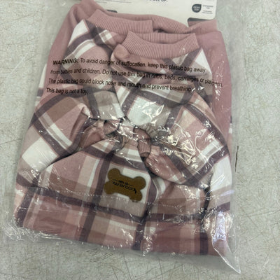Koolaburra UGG Pet Jayla 1-Pc Pajama Sweater Dog 15-16"Collar Pink Plaid Medium