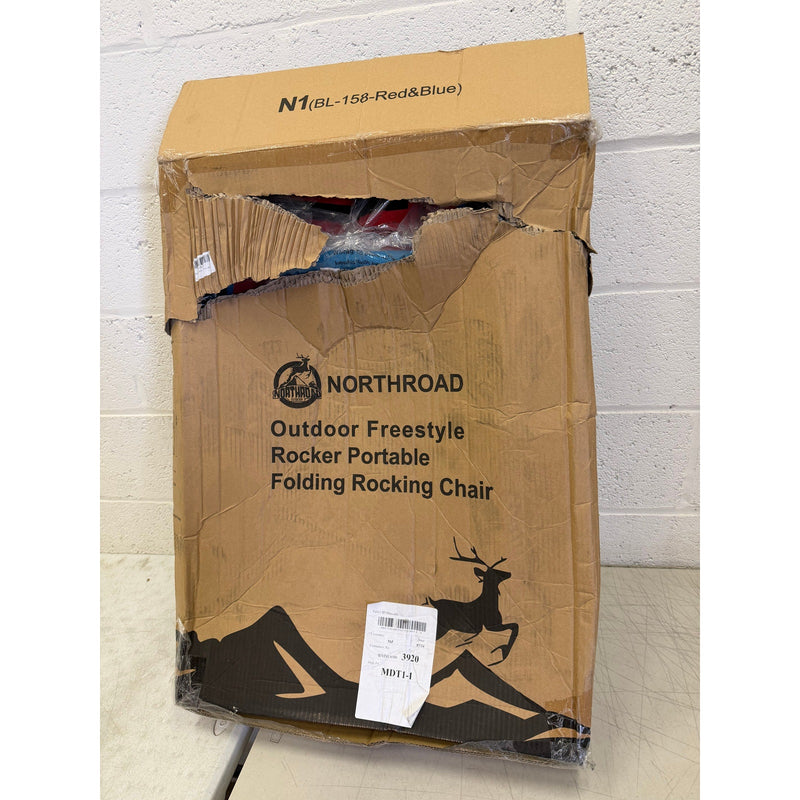 Northroad Outdoor Freestyle Portable Folding Rocking Chair, Arm Rests, Red&Blue