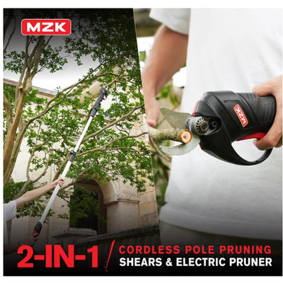 MZK 2-IN-1 Cordless Electric Pole Pruning Shears 20V Battery Powered Pruner 13Ft