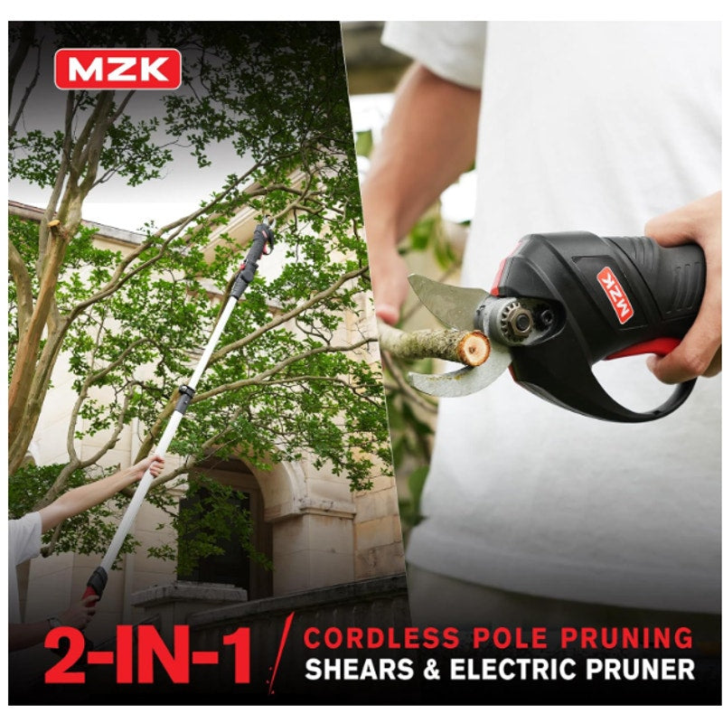 MZK 2-IN-1 Cordless Electric Pole Pruning Shears 20V Battery Powered Pruner 13Ft