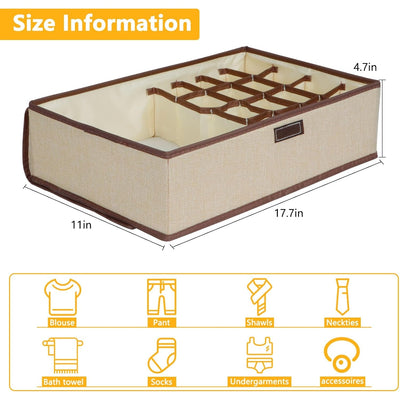 ‎4 PC Bedroom Storage Organizers w Handles for In Closet or Under Bed, Tan