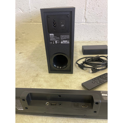 Onn. 5.1 36" Ultra-Slim Surround Soundbar System Subwoofer & Satellite Speakers