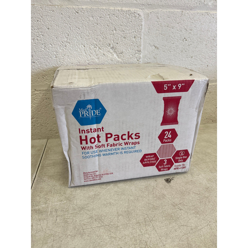 MED PRIDE Instant Hot Packs Disposable, Pain Relief 5"x9" 24-Pack 3 Fabric Wraps