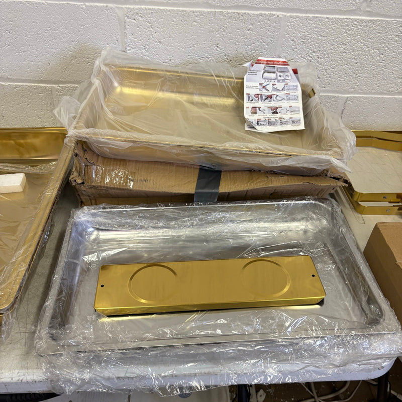 SET-OF-2 ROVSUN 9 QT Rectangle Gold Chafing Dish Buffet Set w Full Size Pans READ