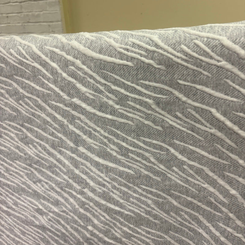 Queen Comforter Warm & Cozy Bedding with Abstract Stripe Design - Gray / White