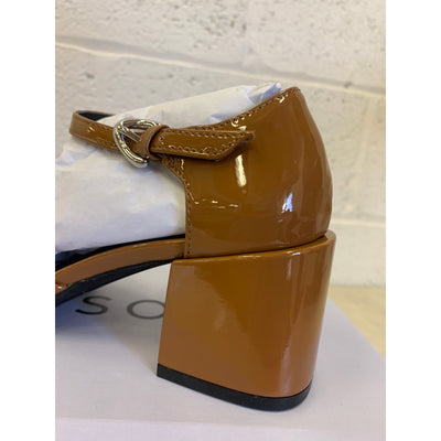Aerosoles Women's Shoes Ankle Strap Two Piece Block Heel Tan Faux Leather Size 6