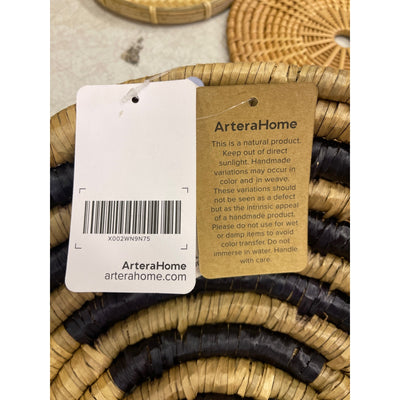 Artera Home Circular Wall Basket Decor Set, 9 Piece Wicker Circles Varied-Brown