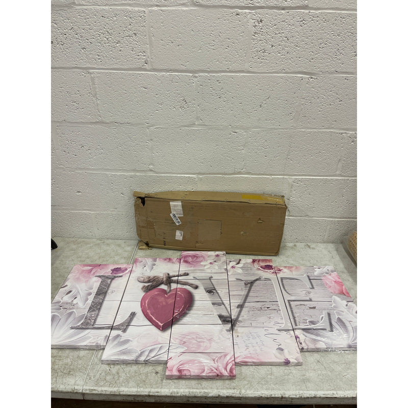 Pink LOVE Canvas Wall Art Home Decor Canvas Print, 5 Piece Ready to Hang