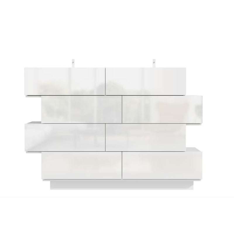 FUFU&GAGA White 8 -Drawer Standard dresser, High Gloss, w Storage Shelves