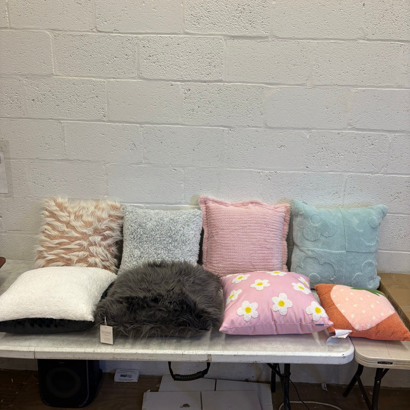 Mix-of-8 Decorative Square Pillows, Soft Fuzzy Couch Throw Pillows, Decorative