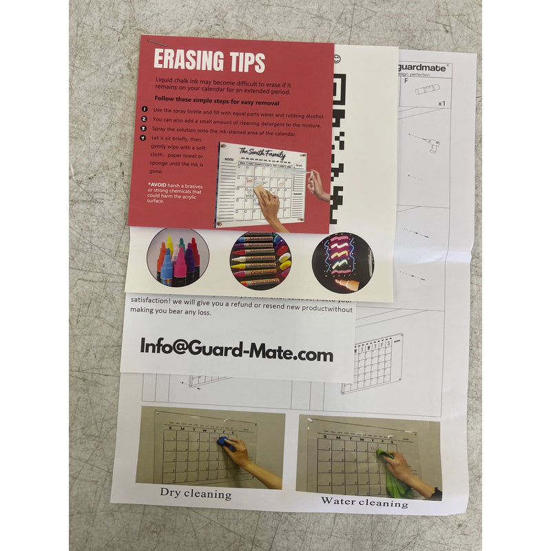 Guardmate YEAR Calendar Acrylic Dry-Erase Board 28" x 40" Wall-Mount w Markers